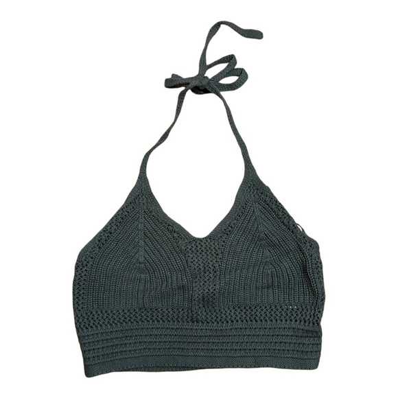 aerie Tops - SOLD - green crotchet halter tie top